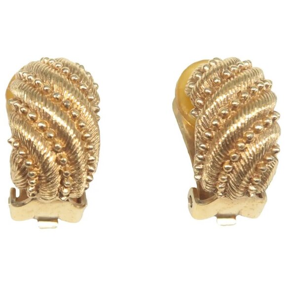 100% Authentic DIOR Gold&Black Metal Clip-On Earrings 298-092724 - Picture 1 of 9